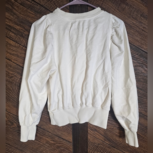 Anthropologie Cream Embroidered Floral Sweatshirt XS - Picture 4 of 5